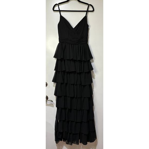 Ieena For Mac Duggal Sleeveless Tiered Ruffle Gown Black Size 6 NWT #55416 - Picture 2 of 13